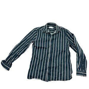 Topman Men's Blue and White Striped Button Down
